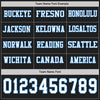 Custom Hockey Jersey – Triple Stripes Black White Powder Blue Long Sleeve – personalization font options