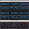 Custom Hockey Jersey – Triple Stripes Black Powder Blue Red Long Sleeve – personalization font options