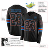 Custom Hockey Jersey – Triple Stripes Black Powder Blue Orange Long Sleeve – product details