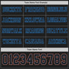 Custom Hockey Jersey – Triple Stripes Black Powder Blue Orange Long Sleeve – personalization font options
