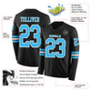 Custom Hockey Jersey – Triple Stripes Black Sky Blue White Long Sleeve – product details
