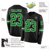 Custom Hockey Jersey – Triple Stripes Black Grass Green White Long Sleeve – product details