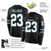 Custom Hockey Jersey – Triple Stripes Black White Gray Midnight Green Long Sleeve – product details