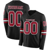 Custom Hockey Jersey – Triple Stripes Black Cardinal White Long Sleeve – front and back view