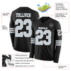 Custom Hockey Jersey – Triple Stripes Black Silver White Long Sleeve – product details