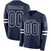 Custom Hockey Jersey – Triple Stripes Navy White Long Sleeve – front and back view