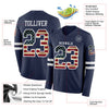 Custom Hockey Jersey – American Flag-Inspired Triple Stripes Vintage Navy White Long Sleeve – product details