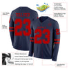 Custom Hockey Jersey – Triple Stripes Navy Red Long Sleeve – product details