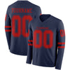 Custom Hockey Jersey – Triple Stripes Navy Red Long Sleeve – front and back view