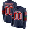 Custom Hockey Jersey – Triple Stripes Navy Red White Long Sleeve – front and back view
