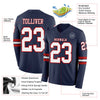 Custom Hockey Jersey – Triple Stripes Navy White Red Long Sleeve – product details
