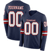 Custom Hockey Jersey – Triple Stripes Navy White Red Long Sleeve – front and back view