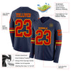 Custom Hockey Jersey – Triple Stripes Navy Red Gold Long Sleeve – product details