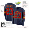 Custom Hockey Jersey – Triple Stripes Navy Red Old Gold Long Sleeve – product details