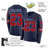 Custom Hockey Jersey – Triple Stripes Navy Red Light Blue Long Sleeve – product details