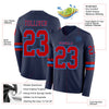 Custom Hockey Jersey – Triple Stripes Navy Red Powder Blue Long Sleeve – product details