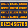 Custom Hockey Jersey – Triple Stripes Navy Yellow Orange Long Sleeve – personalization font options