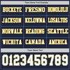 Custom Hockey Jersey – Triple Stripes Navy White Light Blue Yellow Long Sleeve – personalization font options