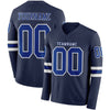 Custom Hockey Jersey – Triple Stripes Navy Royal White Long Sleeve – front and back view