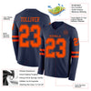 Custom Hockey Jersey – Triple Stripes Navy Orange Long Sleeve – product details