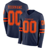 Custom Hockey Jersey – Triple Stripes Navy Orange Long Sleeve – front and back view