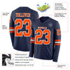 Custom Hockey Jersey – Triple Stripes Navy Orange White Long Sleeve – product details