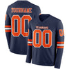Custom Hockey Jersey – Triple Stripes Navy Orange White Long Sleeve – front and back view