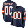 Custom Hockey Jersey – Triple Stripes Navy White Orange Long Sleeve – front and back view