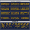 Custom Hockey Jersey – Triple Stripes Navy Gold Long Sleeve – personalization font options