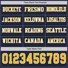Custom Hockey Jersey – Triple Stripes Navy Gold White Long Sleeve – personalization font options