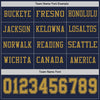 Custom Hockey Jersey – Triple Stripes Navy Old Gold Long Sleeve – personalization font options