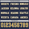 Custom Hockey Jersey – Triple Stripes Navy Old Gold White Long Sleeve – personalization font options