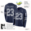 Custom Hockey Jersey – Triple Stripes Navy Gray Long Sleeve – product details