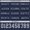 Custom Hockey Jersey – Triple Stripes Navy Gray Long Sleeve – personalization font options