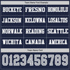 Custom Hockey Jersey – Triple Stripes Navy Gray White Long Sleeve – personalization font options