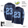 Custom Hockey Jersey – Triple Stripes Navy Light Blue Long Sleeve – product details