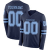 Custom Hockey Jersey – Triple Stripes Navy Light Blue Long Sleeve – front and back view