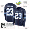 Custom Hockey Jersey – Triple Stripes Navy White Light Blue Long Sleeve – product details
