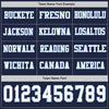 Custom Hockey Jersey – Triple Stripes Navy White Light Blue Long Sleeve – personalization font options