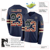 Custom Hockey Jersey – American Flag-Inspired Triple Stripes Vintage Navy Cream Crimson Long Sleeve – product details