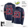 Custom Hockey Jersey – Triple Stripes Navy Crimson White Long Sleeve – product details