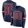 Custom Hockey Jersey – Triple Stripes Navy Crimson White Long Sleeve – front and back view