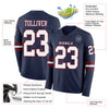 Custom Hockey Jersey – Triple Stripes Navy White Crimson Long Sleeve – product details