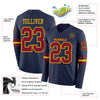 Custom Hockey Jersey – Triple Stripes Navy Crimson Gold Long Sleeve – product details