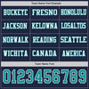 Custom Hockey Jersey – Triple Stripes Navy Teal White Long Sleeve – personalization font options