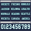 Custom Hockey Jersey – Triple Stripes Navy White Teal Long Sleeve – personalization font options