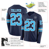 Custom Hockey Jersey – Triple Stripes Navy Sky Blue White Long Sleeve – product details