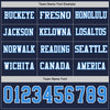 Custom Hockey Jersey – Triple Stripes Navy Powder Blue White Long Sleeve – personalization font options