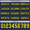 Custom Hockey Jersey – Triple Stripes Navy Light Yellow Long Sleeve – personalization font options
