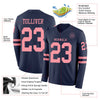 Custom Hockey Jersey – Triple Stripes Navy Medium Pink Long Sleeve – product details